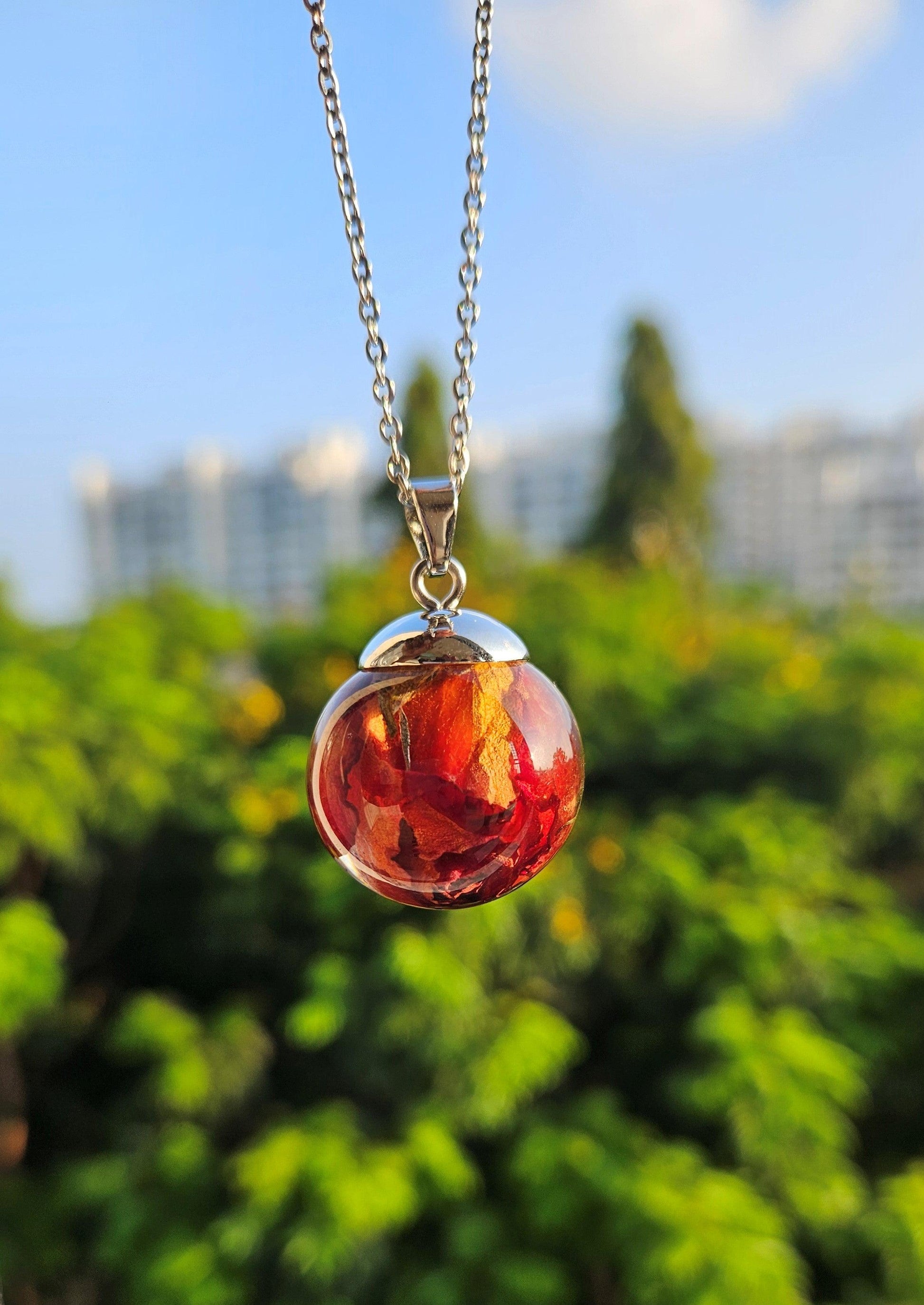 Red Rose Necklace | Real Flower Jewellery | Elnorah