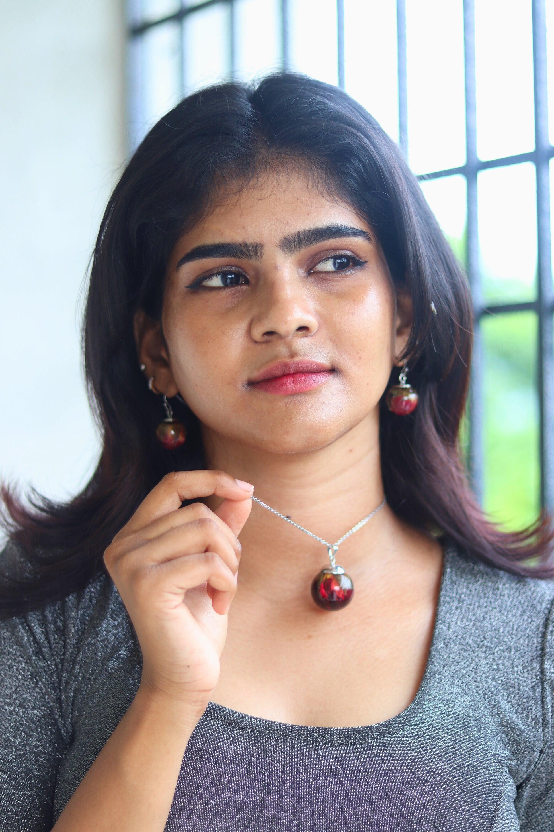 Real Red Rose Jewellery set | Real Flower Jewellery | Elnorah