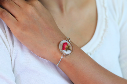 Rose Bracelet | Real Flower Jewellery | Real Rose Bracelet Silver | Elnorah Jewellery
