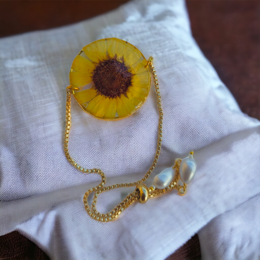 Radiant Sunflower Bangle | Real Sunflower Bracelet | Elnorah Jewellery