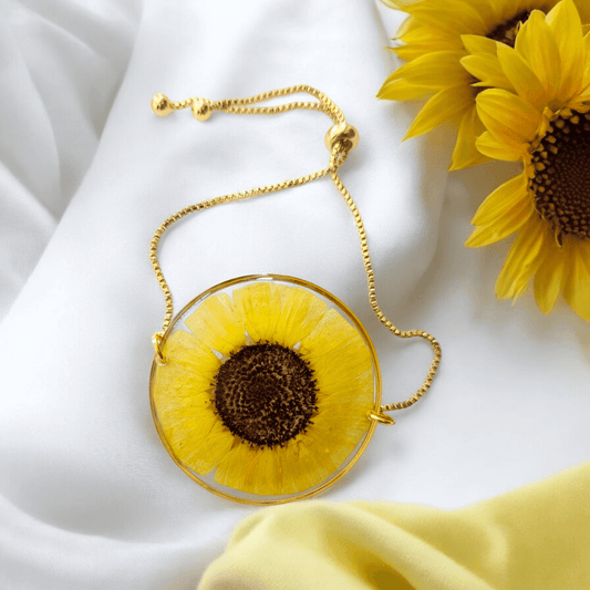 Sunflower Bracelet for Women | Gifts for girlfriend and wife | Real Flower Jewellery for Women