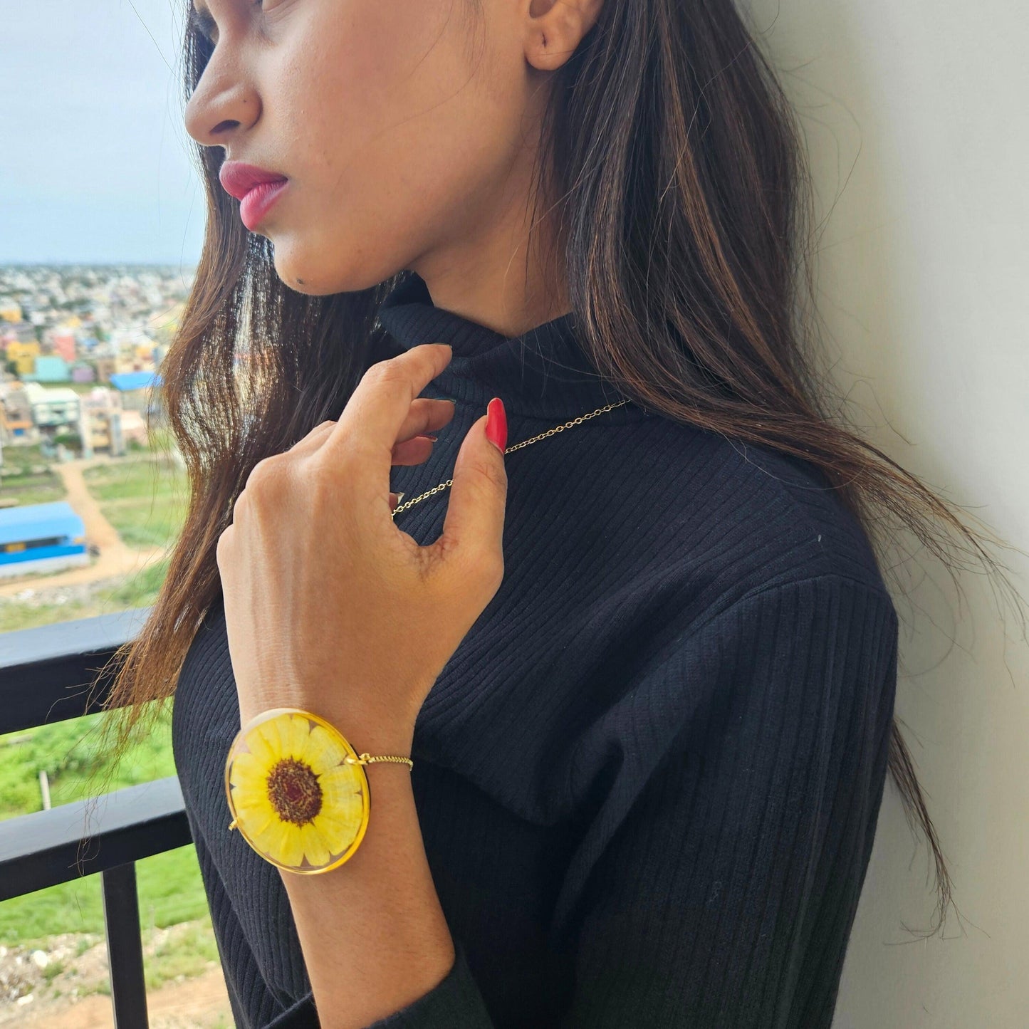 Sunflower Bracelet for Women | Gifts for girlfriend and wife | Real Flower Jewellery for Women
