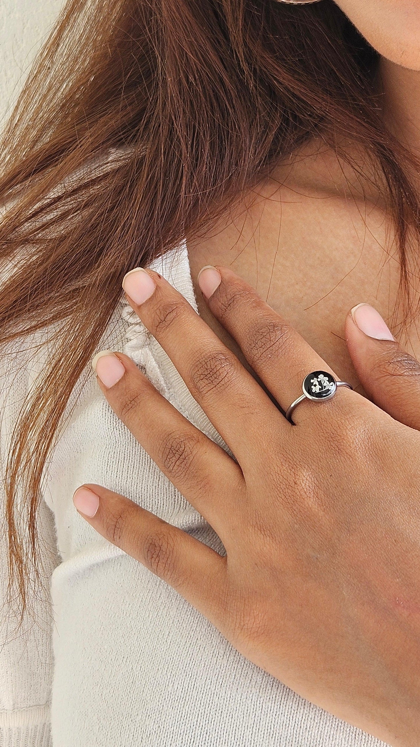 White Lace Ring | Real Flower Jewellery | Elnorah Jewellery | Real Lace Flower