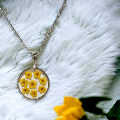 Yellow Daffodil Necklace | Real Flower Jewellery | Daffodil | Elnorah Jewellery