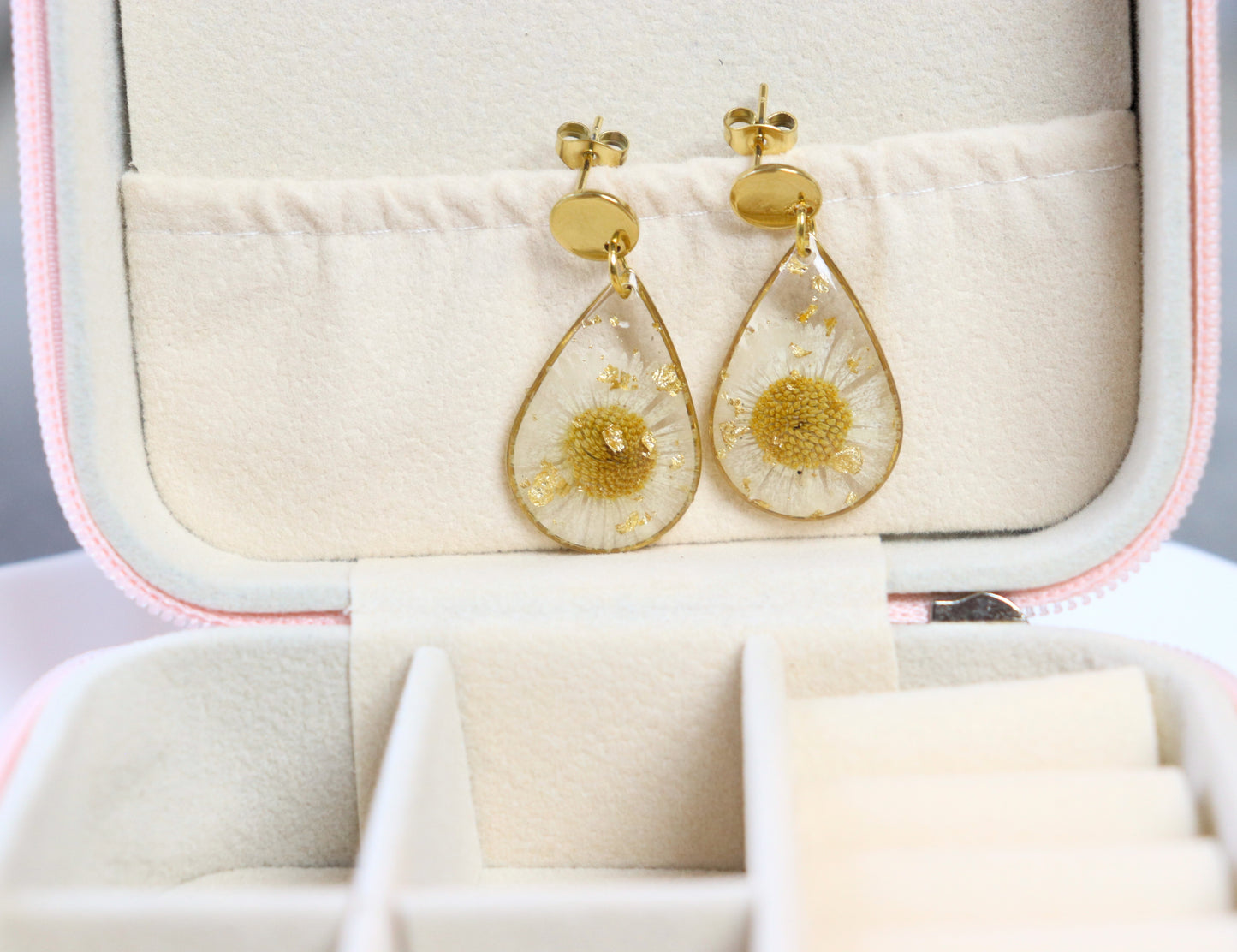 Golden Aster Teardrop Earrings