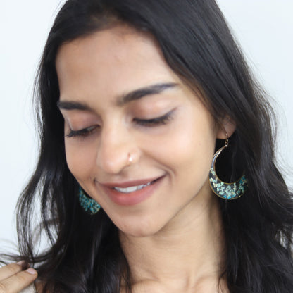 Blue & Green Harmony Earrings | Valentines day gift | Gift for women | Real Flower Jewellery | Elnorah Jewellery