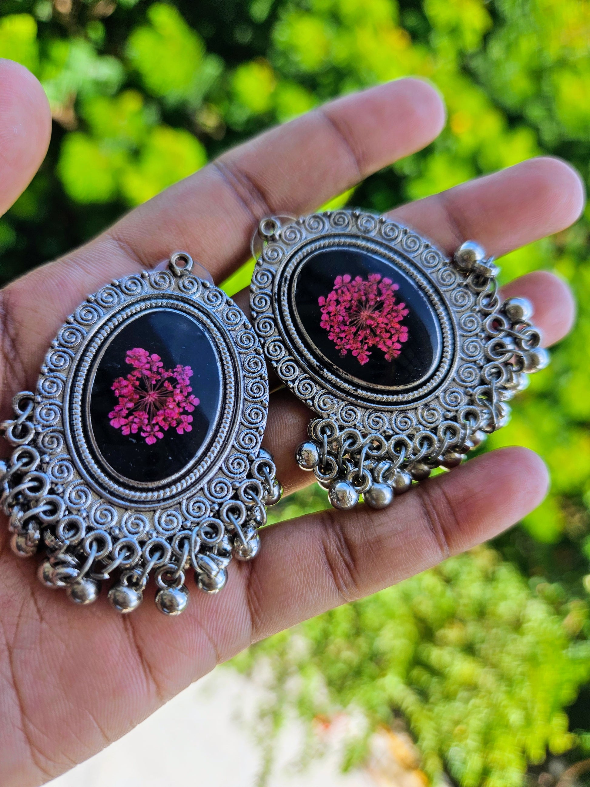 Blush Lace Bloom Jhumka | Real Flower Jewellery | Floral Jhumka