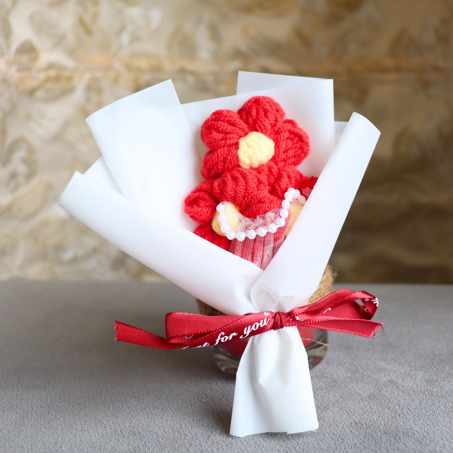 Crimson Charm Mini Daisy Bouquet | Red daisy mini bouquet | Valentines day gift | mini flower bouquet | Elnorah