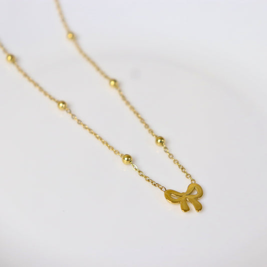 Elegant Bow Pendant | Waterproof stainless steel necklace for women | 18K PVD Gold plating