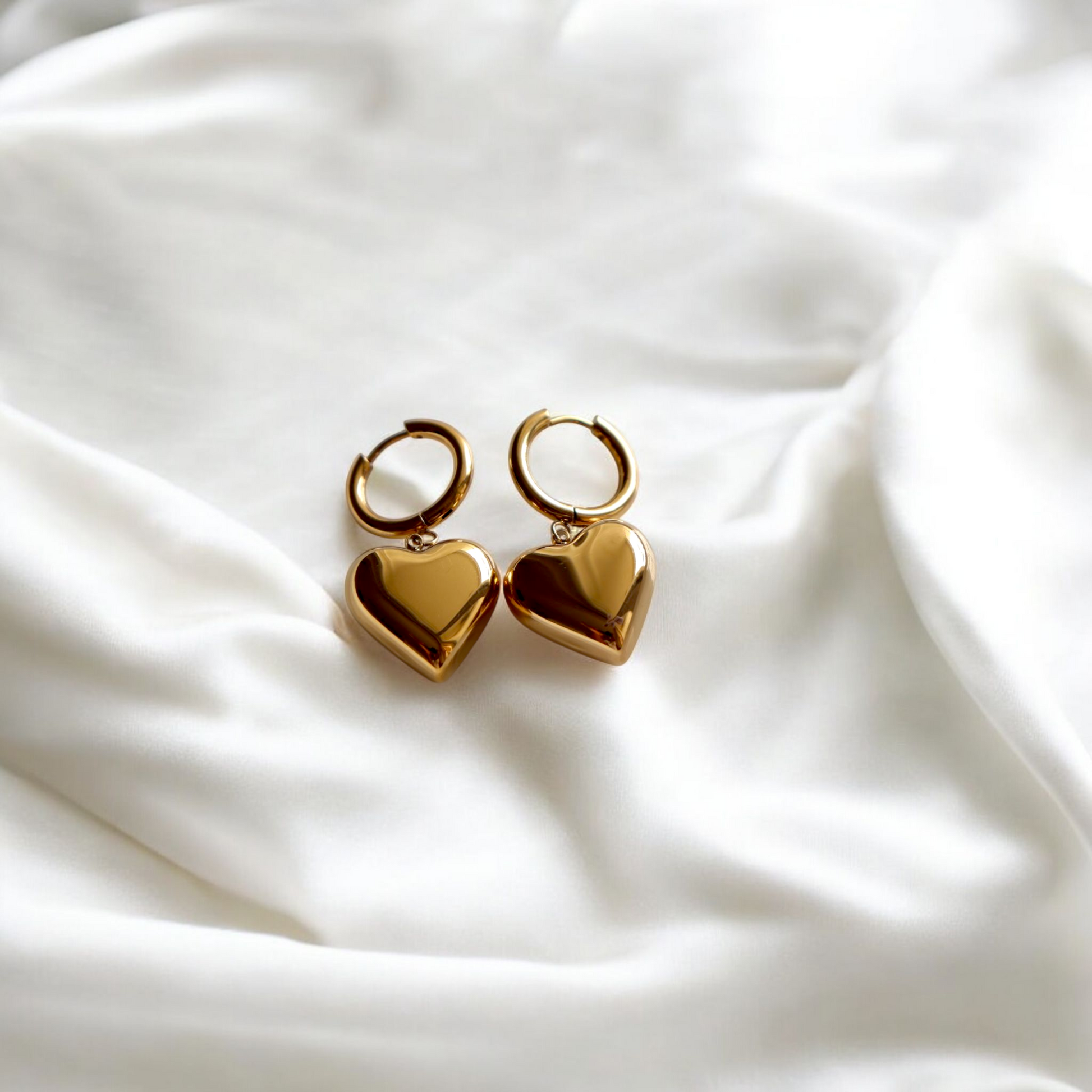 Golden Love Hoop Earrings | Heart earrings for women waterproof