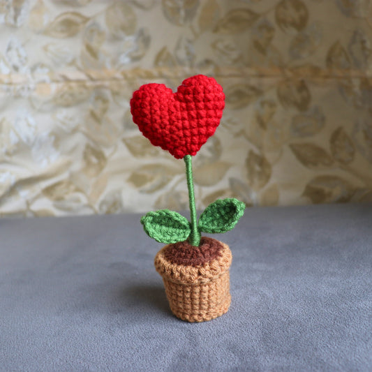 Love Bloom Crochet Pot - Heart-Shaped Floral Decor | Valentines day gift | Gifts | Heart shape pot