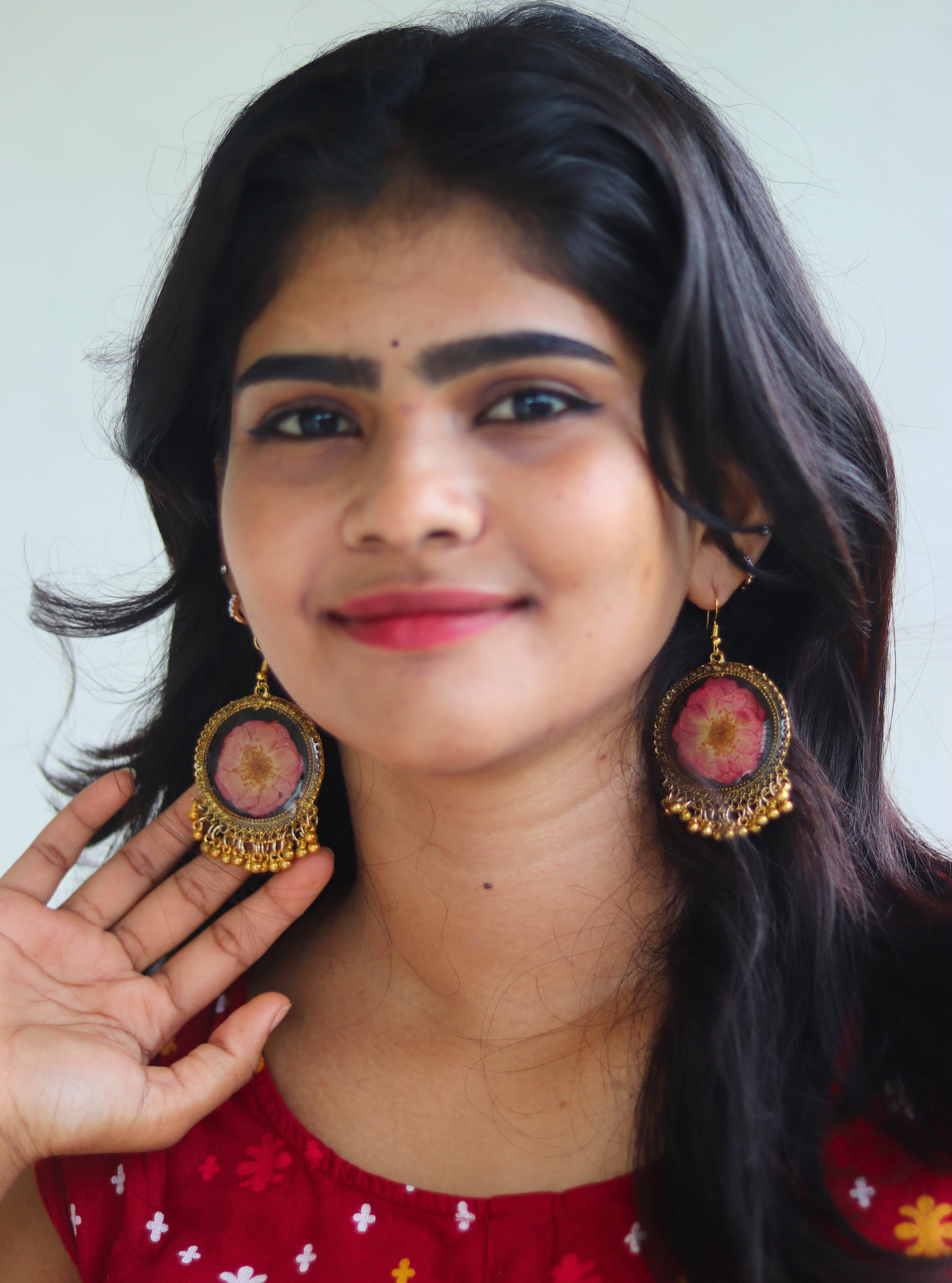 Midnight Rose Jhumka | Real Flower Jewellery | Botanical Floral Jhumka Elnorah