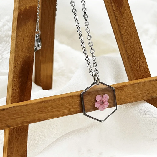 Pink Forget me not Necklace | Real Flower Jewellery | Elnorah