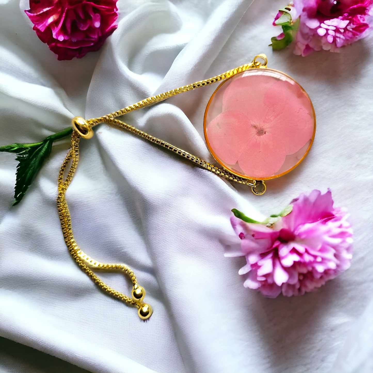 Pink Petal Grace Bracelet | Real Flower Jewellery | Botanical Bracelet Elnorah