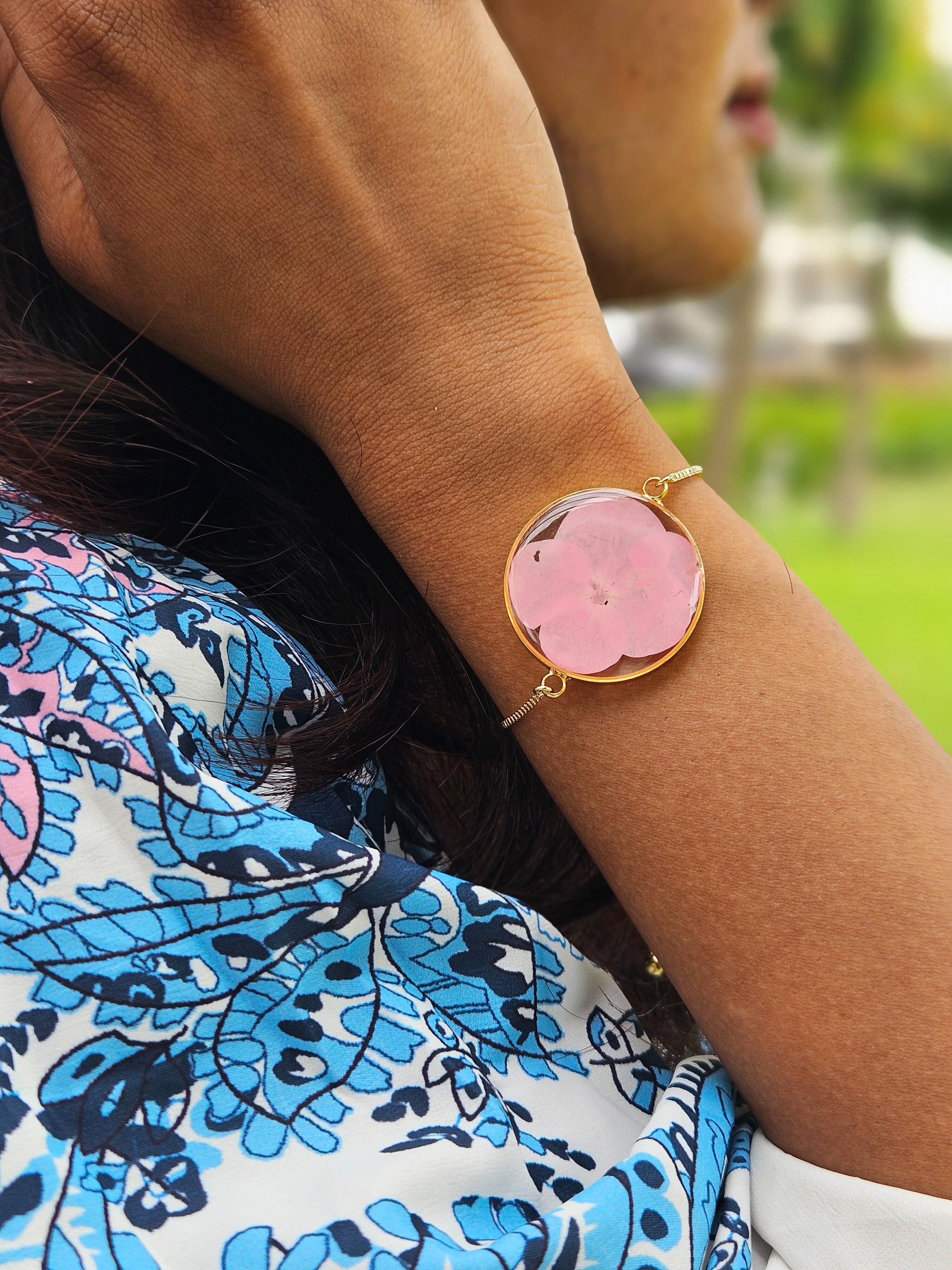 Pink Petal Grace Bracelet | Real Flower Jewellery | Botanical Bracelet Elnorah