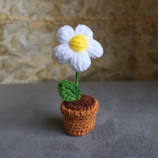 Pure Serenity Crochet Pot - White Daisy Decor