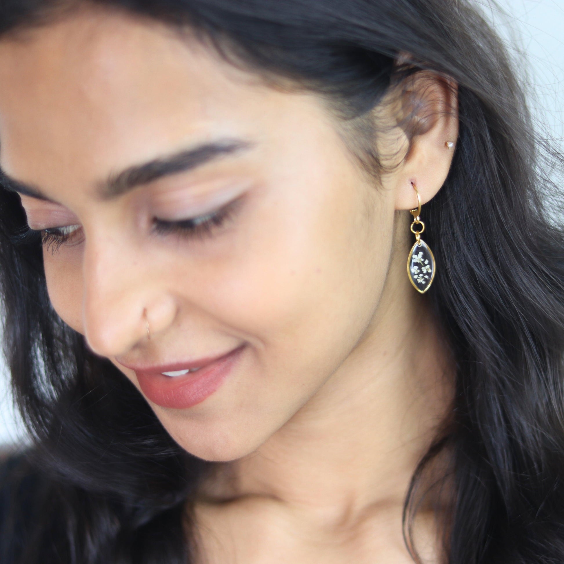 Pure Elegance White Lace Earrings | Valentines day gift | Gifts for Women | Real flower jewellery | Elnorah Jewellery