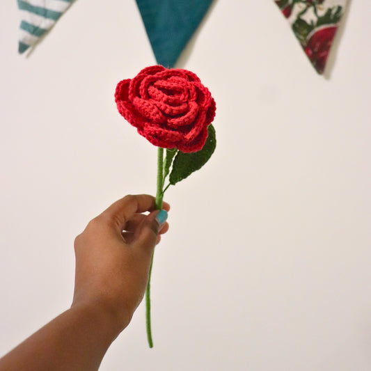 Red Rose Crochet Flower – Handmade Valentine’s Day Gift