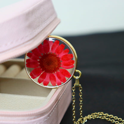 Forever Daisy Love Box | Red daisy necklace earrings bracelet | Valentines day gift hamper