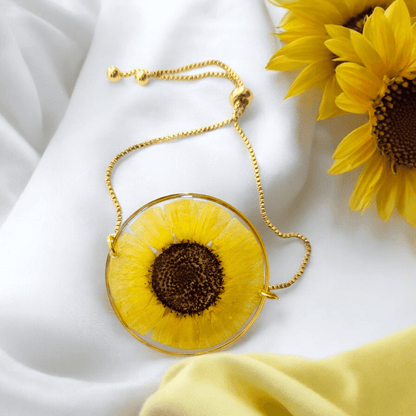 Sunflower Bracelet Real Flower Jewelry for Women – Elnorah