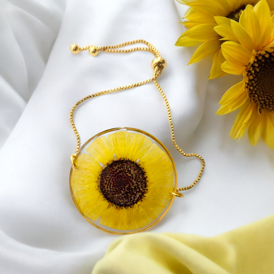 Sunflower Bracelet for Women | Gifts for girlfriend and wife | Real Flower Jewellery for Women 