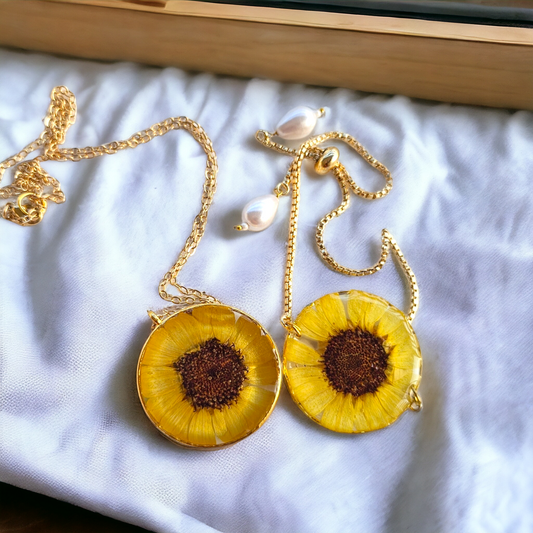 Sunflower Bloom Jewellery Set | Real Sunflower Jewellery | Elnorah