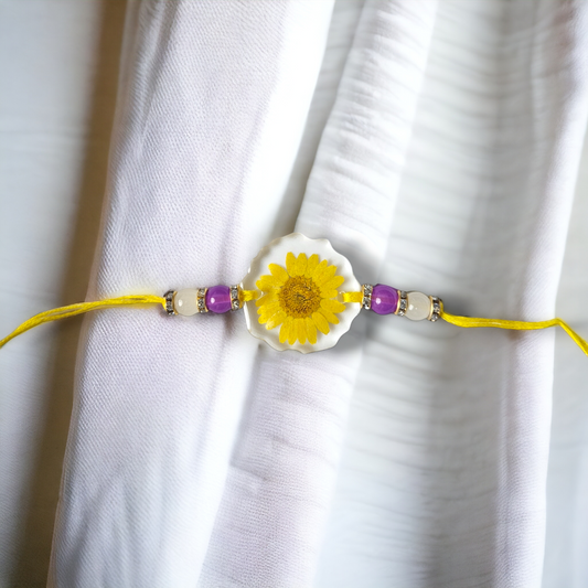 Sunshine Daisy Rakhi | Rakhi for Raksha Bandhan | Floral Rakhi | Elnorah Jewellery 