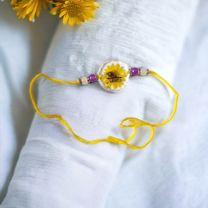 Sunshine Daisy Rakhi | Rakhi for Raksha Bandhan | Floral Rakhi | Elnorah Jewellery 